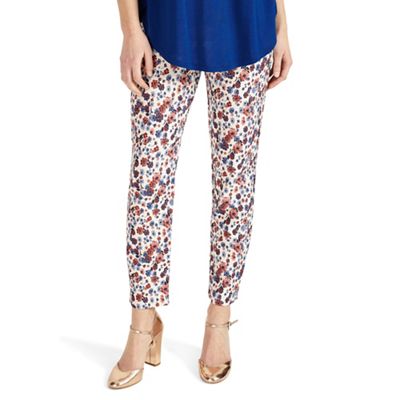 Multicoloured erica floral jacquard red trousers